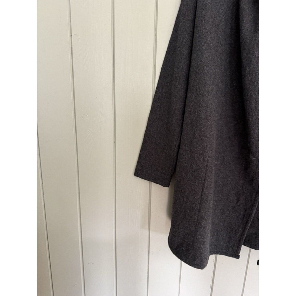 Hackwith Design House Hooded Coat L Large Gray Open Front Wool - Picture 3 of 6